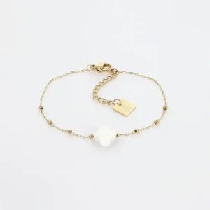 Bracelet Velasquez - Acier Doré | Agate Blanche