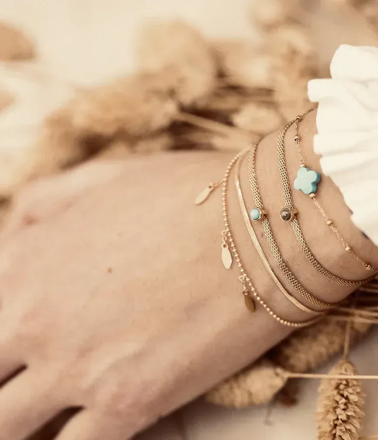 Bracelet Velasquez - Acier Doré | Agate Blanche – Image 2