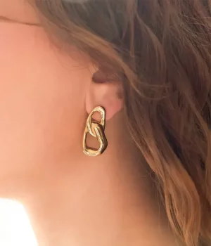 Boucles d'oreilles Emon - Acier Doré