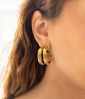 Boucles d'oreilles Loïs - Acier Doré