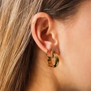Boucles d'oreilles Pikok - Acier Doré