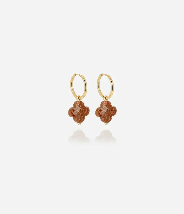 Boucles d'oreilles Vega - Acier Doré Marron