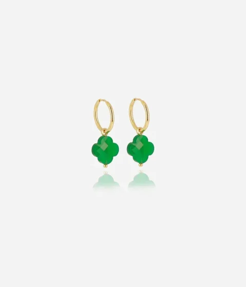 Boucles d'oreilles Vega - Acier Doré Vert