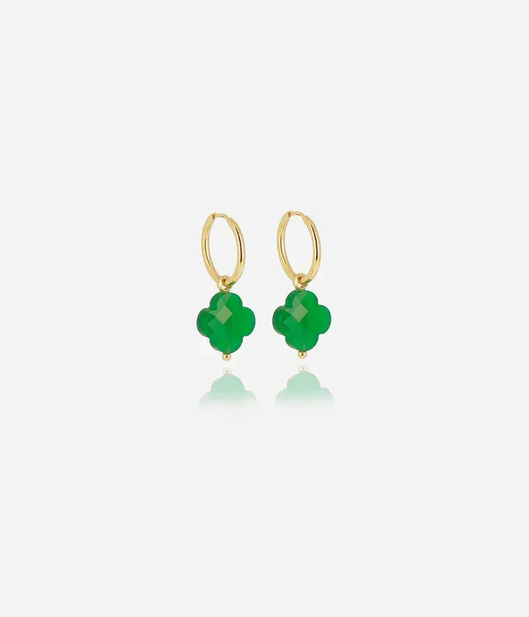 Boucles d'oreilles Vega - Acier Doré Vert