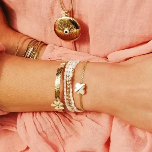 Bracelet Ayano - Acier Doré | Nacre