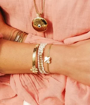 Bracelet Ayano - Acier Doré | Nacre