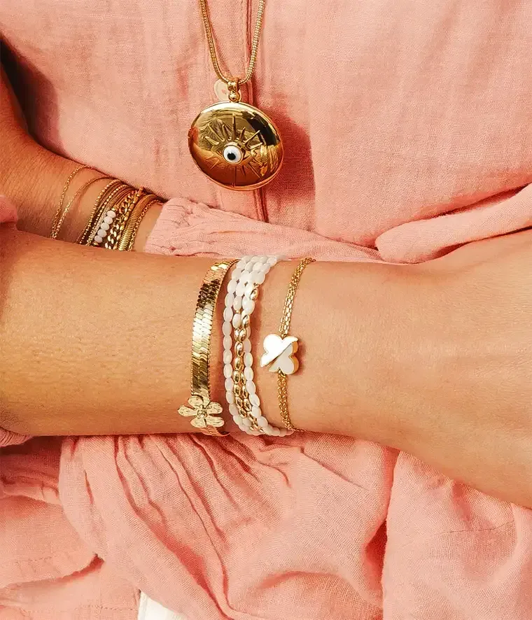 Bracelet Ayano - Acier Doré Nacre 2