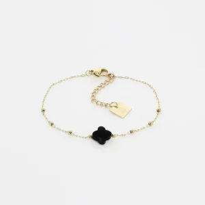 Bracelet Velasquez - Acier Doré Onyx Noir