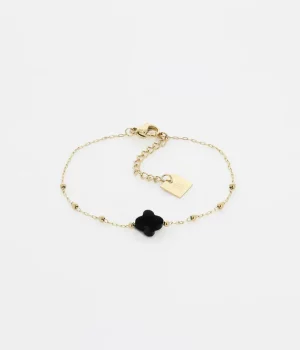 Bracelet Velasquez - Acier Doré Onyx Noir