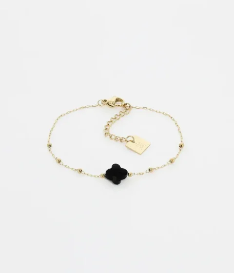 Bracelet Velasquez - Acier Doré Onyx Noir