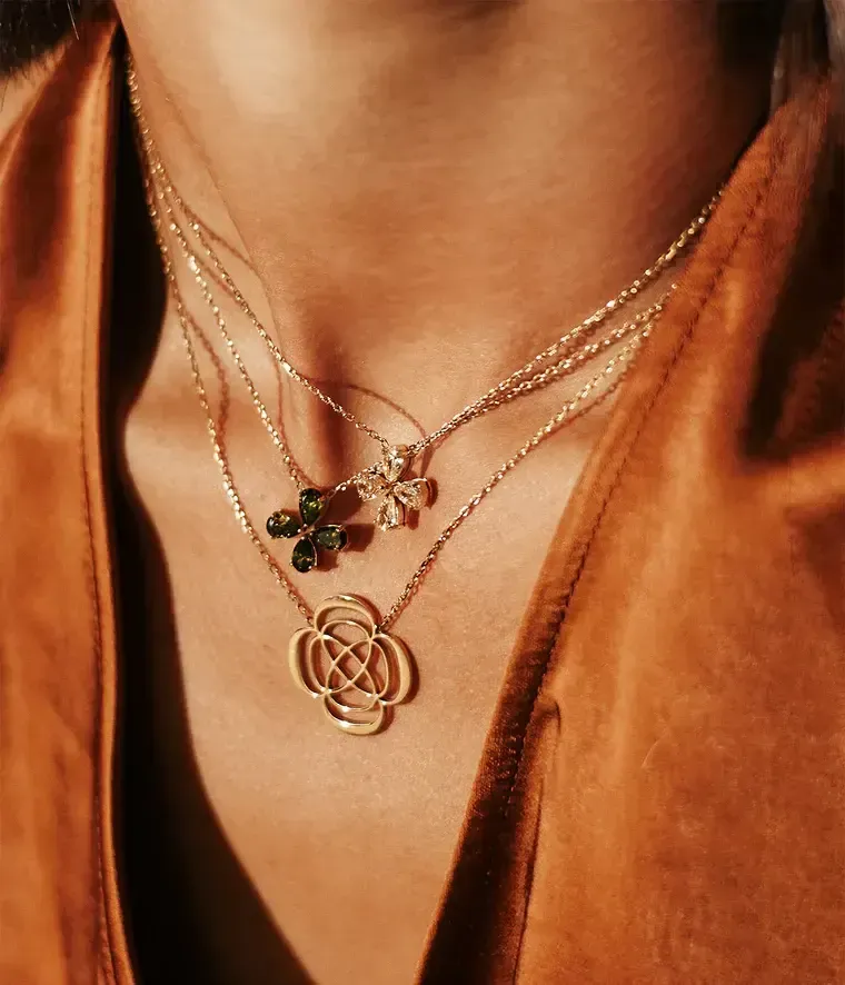 Collier Estial - Acier Doré | Rouge