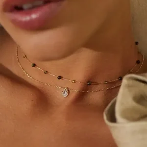 Collier Hinaku - Acier Doré | Cornaline