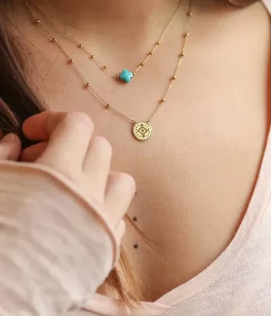 Collier Velasquez - Acier Doré | Fuschia
