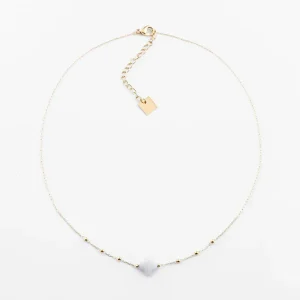 Collier Velasquez - Acier Doré Agate Blanche