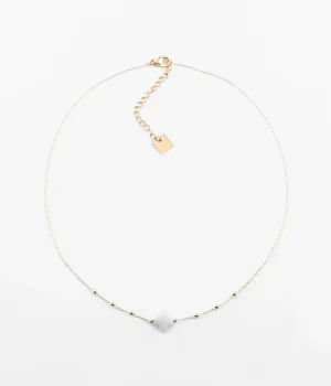 Collier Velasquez - Acier Doré Agate Blanche