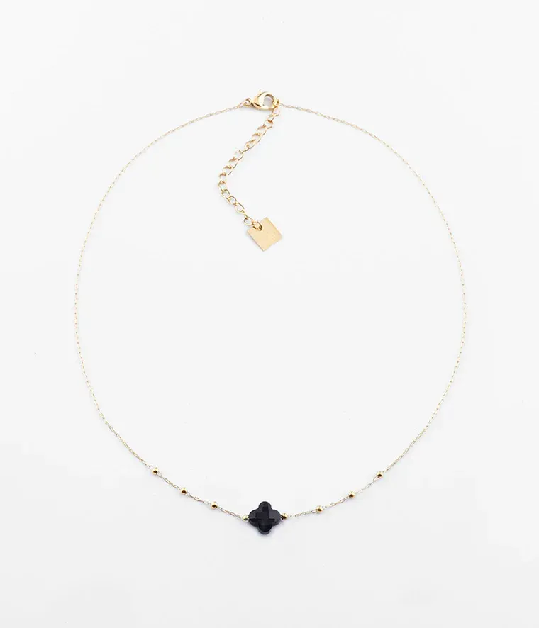 Collier Velasquez - Acier Doré | Onyx Noir