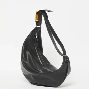 Sac demi-lune Luna Cuir - Noir