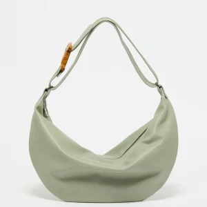 Sac demi-lune Luna Cuir - Sauge