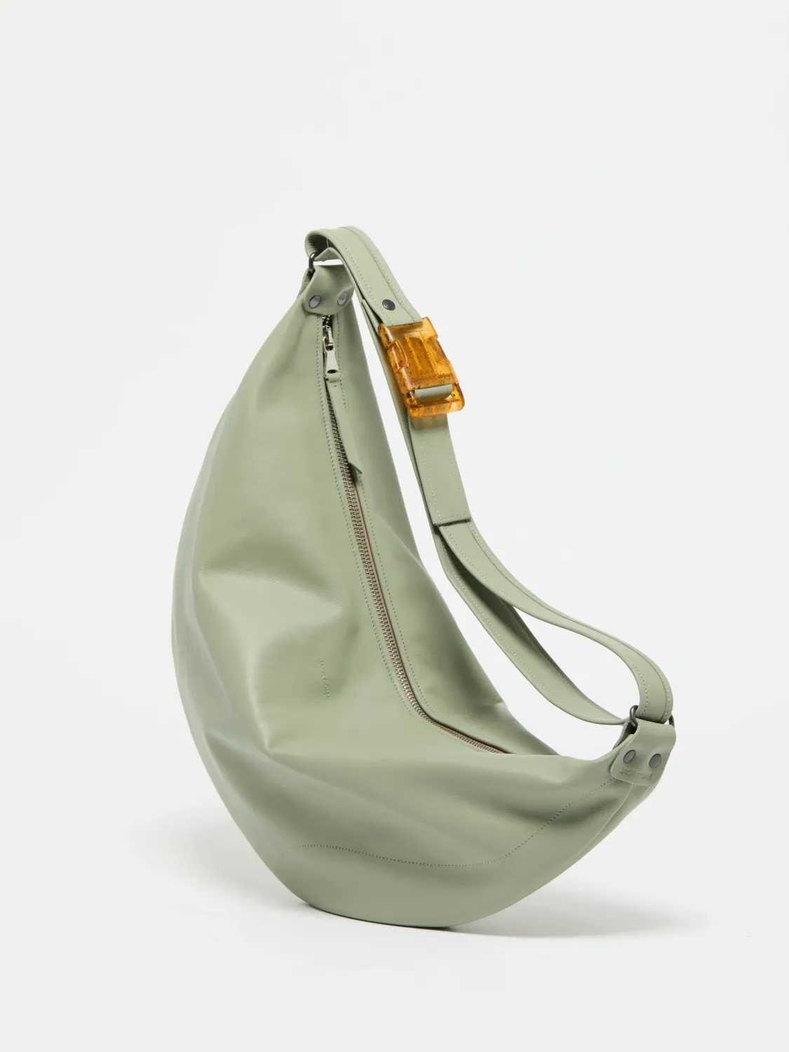 Sac demi-lune Luna Cuir - Sauge