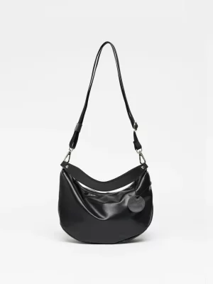 Sac demi-lune Nikita Light Leather - Noir