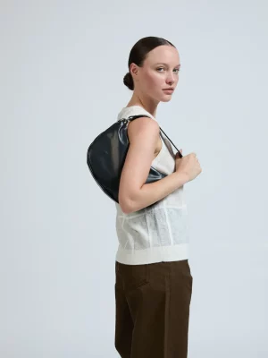 Sac demi-lune Nikita Light Leather - Noir