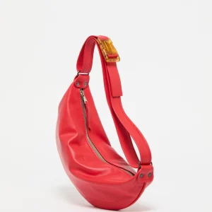 Sac demi-lune petit Luna Cuir - Poppy