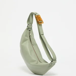 Sac demi-lune petit Luna Cuir - Sauge