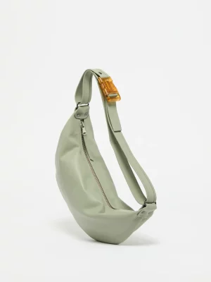 Sac demi-lune petit Luna Cuir - Sauge