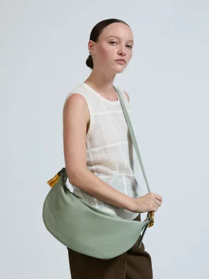 Sac demi-lune petit Luna Cuir - Sauge