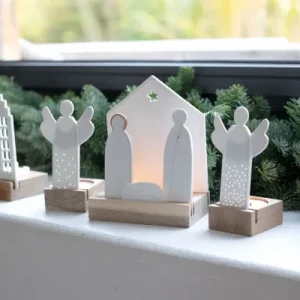 Bougeoir Porcelaine et Bois - Ange