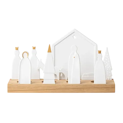 Bougeoir Porcelaine et Bois Crèche