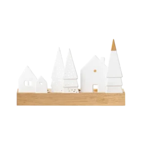 Bougeoir Porcelaine et Bois Village