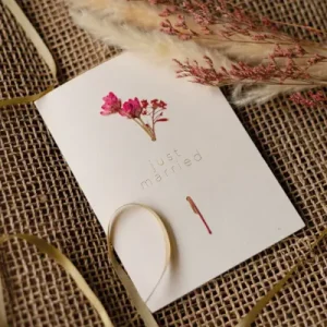 Carte Fleur Séchée - "Just Married"
