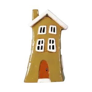 Maison-photophore Scandinave - Céramique jaune