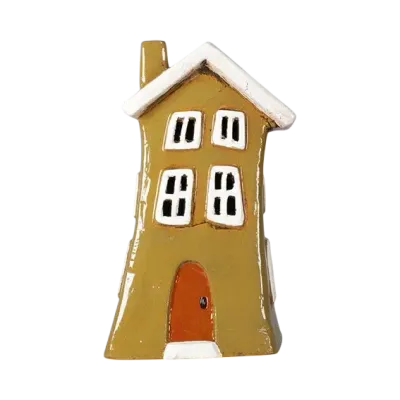 Maison-photophore Scandinave - Céramique jaune