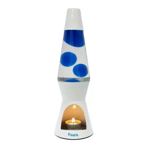 Lampe Lave à bougie – Blanc & Bleu
