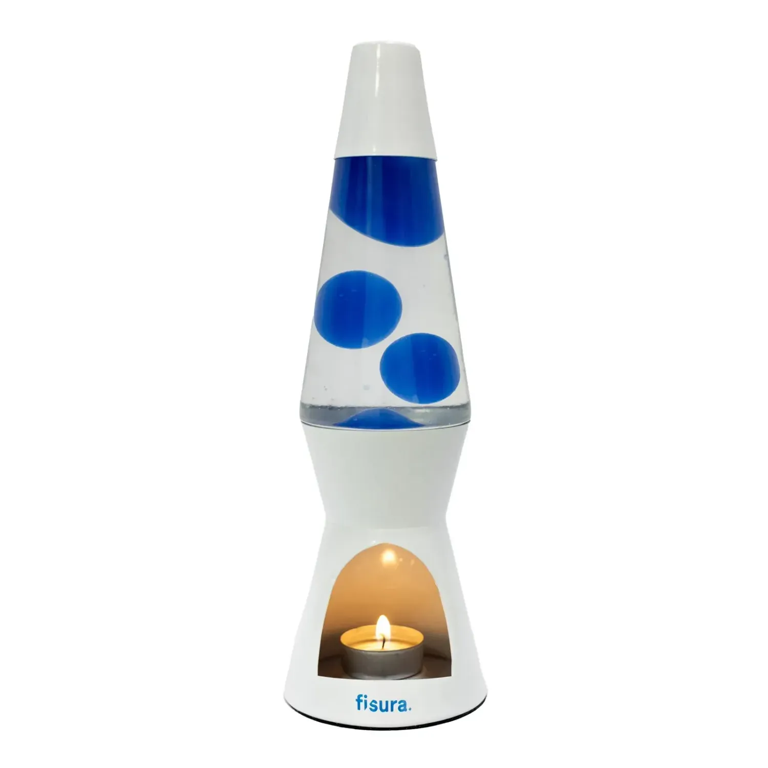 Lampe Lave à bougie – Blanc & Bleu