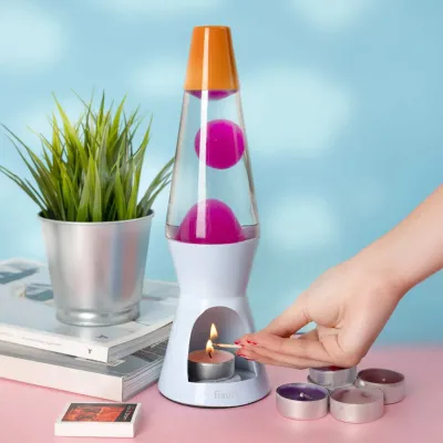 Lampe Lave à bougie - Bleu & Rose