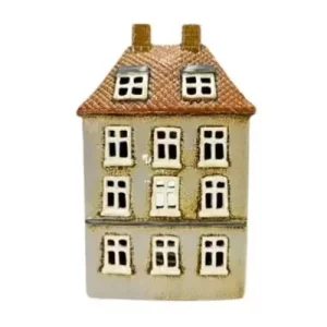 Maison-photophore Scandinave - Céramique beige