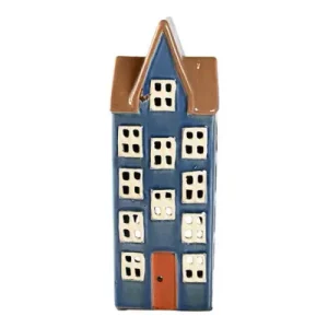 Maison-photophore Scandinave - Céramique bleue