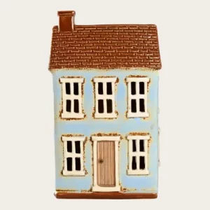 Maison-photophore Scandinave - Céramique bleue