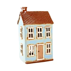 Maison-photophore Scandinave - Céramique bleue