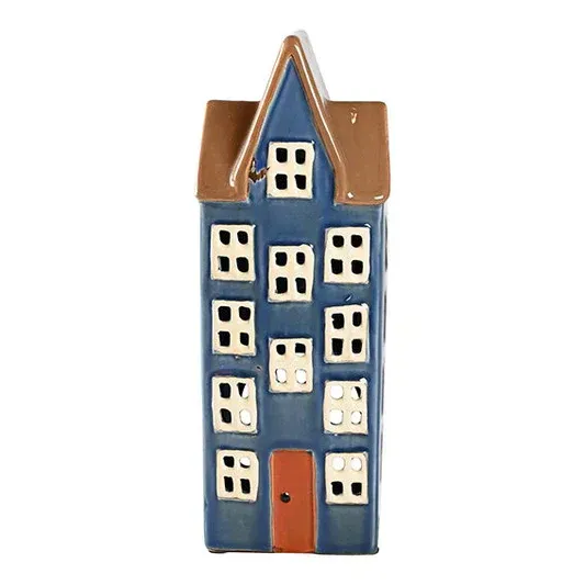 Maison-photophore Scandinave – Céramique bleue