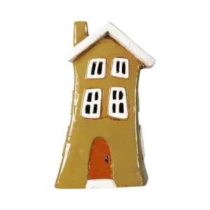 Maison-photophore Scandinave – Céramique jaune
