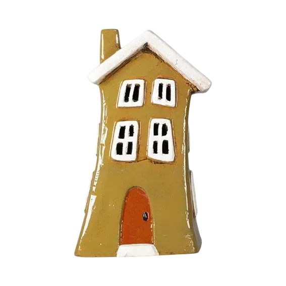 Maison-photophore Scandinave – Céramique jaune