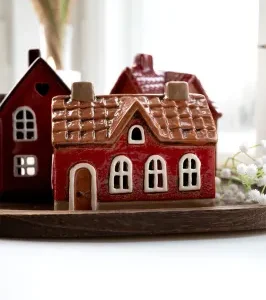 Maison-photophore Scandinave - Céramique rouge
