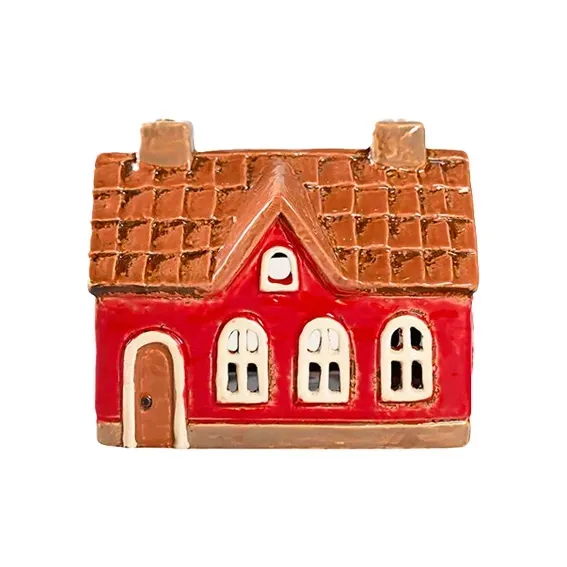 Maison-photophore Scandinave – Céramique rouge