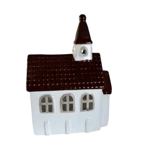 Maison-photophore Scandinave Église - Céramique blanche