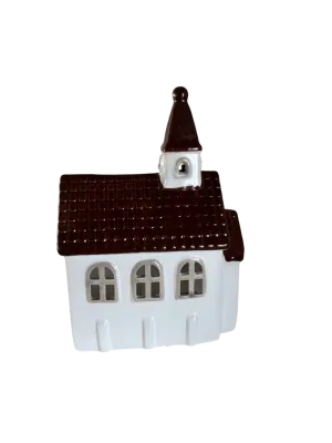 Maison-photophore Scandinave Église - Céramique blanche