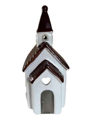 Maison-photophore Scandinave Église – Céramique blanche